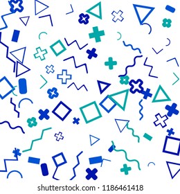 Memphis background.  Abstract background with different color figures for print or mobile application. Memphis background with figures of different forms and colors for your design. Vector texture.