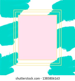 Memphis background with abstract paint stroke shapes and frame. 80s geometric retro style vector illustration. Flat design elements for sale banner, flyer, card, cover, template and poster. Eps10 