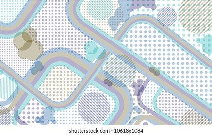 Memphis background. Abstract pattern with color strips and different elements for card or flyer. Retro Pattern with Color Elements for your Design. Vector Texture.