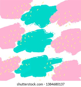 Memphis background with abstract shapes. 80s geometric retro style vector illustration. Flat design in pink and mint colors for banner, flyer, card, cover, template and poster. Eps10 