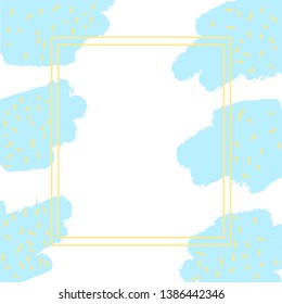 Memphis background with abstract shapes and frame. 80s geometric retro style vector illustration. Flat design elements for banner, flyer, card, cover, template and poster. Eps10