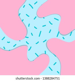 Memphis background with abstract shapes. Pink and blue geometric retro style vector illustration with paper cut effect for banner, flyer, card, cover, template and poster. Eps10
