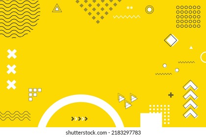 Memphis background banner design with assorted yellow black modern geometric elements. Memphis template design, banner design memphis event  design with many memphis assets style eps svg