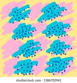 Memphis background with blue and pink abstract shapes. 80s geometric retro style vector illustration. Flat design elements for banner, flyer, card, cover, template and poster. Eps10