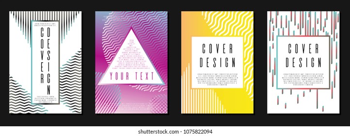 Memphis background corporate style.  Set of sheets A4.  Can be used for poster, brochure, magazine, card, book, flyer, banner, anniversary
 Trendy corporate style.