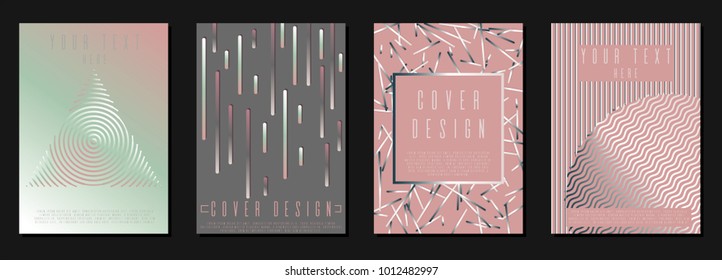 Memphis background design for your business. Set of sheets A4.  Can be used for poster, brochure, magazine, card, book, flyer, banner, anniversary. Trendy corporate style.