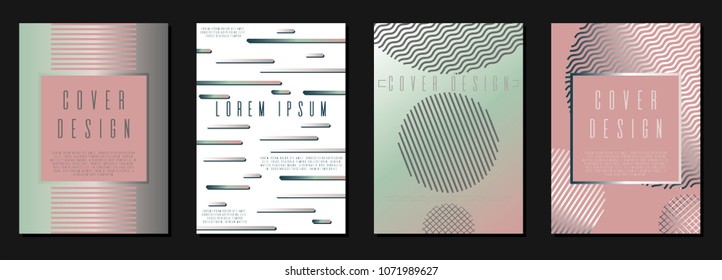 Memphis background design for your business. Set of sheets A4.  Can be used for poster, brochure, magazine, card, book, flyer, banner, anniversary
 Trendy corporate style.