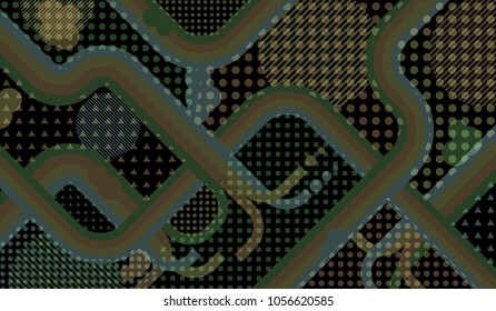 Memphis background. Disco background with color lines and different elements for banner or mobile application. Pop-Art Style. Vintage Background with Color Elements in Disco Style. Vector Texture.