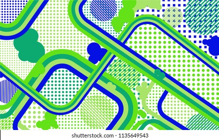 Memphis background. Disco background with color lines and different elements for textile or wallpaper. Retro-Fututristic Background with Color Elements in Disco Style. Vector Texture.