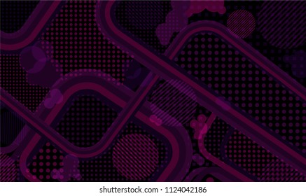 Memphis background. Disco pattern with color strips and different elements for paper or print. Retro Pattern with Color Elements for your Design. Vector Texture.