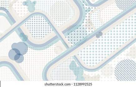 Memphis background. Disco pattern with color strips and different elements for banner or mobile application. Retro-Fututristic Background with Color Elements in Disco Style. Vector Texture.