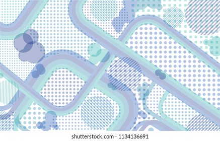 Memphis background. Disco pattern with color strips and different elements for banner or mobile application. Pop-Art Style. Vintage Background with Color Elements in Disco Style. Vector Texture.