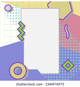 memphis background with flat color design and writing space 