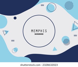 memphis background, Fluid shape composition with light blue and navy blue colors,can be used for poster, banner, flyer, invitation, website or greeting card. vector illustration