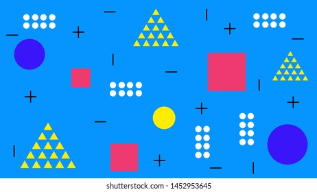 Memphis Background with geometric shape. Vector liquid splash overlay geometric design with trendy Memphis style. Design for Magazine, leaflet, billboard, Corporate, Music Poster, Ads Banner, Sale
