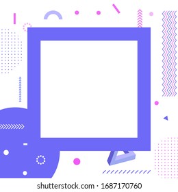 Memphis Background with geometric shape. Vector liquid splash overlay geometric design with trendy Memphis style. Design for Magazine, leaflet, billboard, Corporate, Music Poster, Ads Banner, Sale