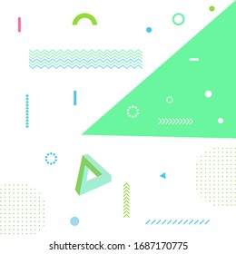 Memphis Background with geometric shape. Vector liquid splash overlay geometric design with trendy Memphis style. Design for Magazine, leaflet, billboard, Corporate, Music Poster, Ads Banner, Sale