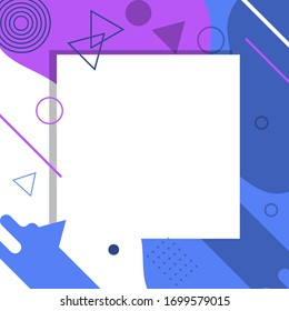 Memphis background in gradient colors. Composition of paints and geometric shapes. A lot of elements.