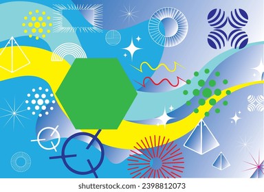 Memphis fondo con colores mixtos como material de diseño y muchos elementos en él se ven felices con los alegres colores de hermosos adornos que decoran su ilustración patrón de moda