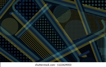 Memphis background. Modern background with color lines and different elements for textile or wallpaper. Retro-Fututristic Background with Color Elements in Disco Style. Vector Texture.
