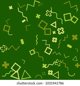 Memphis background.  Modern background with different  color figures for poster or card. Abstract memphis background with geometric colorful figures for your design. Vector texture.