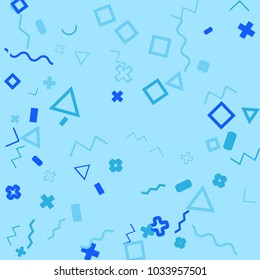 Memphis background.  Modern background with different  color figures for mobile application or card. Abstract memphis background with geometric colorful figures for your design. Vector texture.