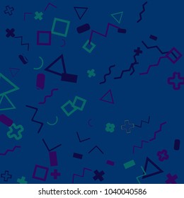 Memphis background.  Modern background with different  color figures for card or banner. Abstract memphis background with geometric colorful figures for your design. Vector texture.