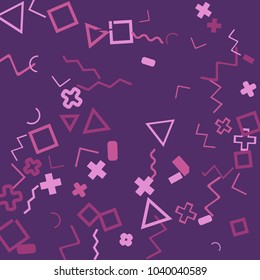 Memphis background.  Modern background with different  color figures for print or card. Abstract memphis background with geometric colorful figures for your design. Vector texture.