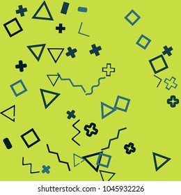 Memphis background.  Modern background with different  color figures for poster or card. Abstract memphis background with geometric colorful figures for your design. Vector texture.
