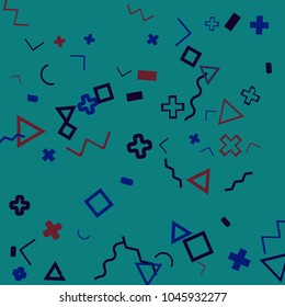 Memphis background.  Modern background with different  color figures for mobile application or card. Abstract memphis background with geometric colorful figures for your design. Vector texture.