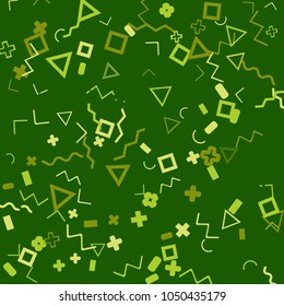 Memphis background.  Modern background with different  color figures for poster or card. Abstract memphis background with geometric colorful figures for your design. Vector texture.
