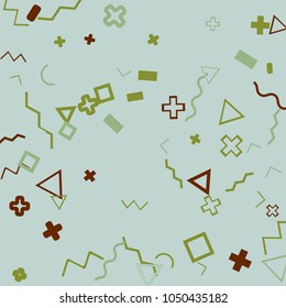 Memphis background.  Modern background with different  color figures for poster or card. Abstract memphis background with geometric colorful figures for your design. Vector texture.