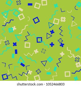Memphis background.  Modern background with different  color figures for mobile application or card. Abstract memphis background with geometric colorful figures for your design. Vector texture.