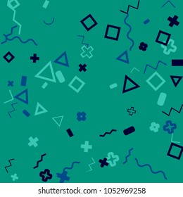 Memphis background.  Modern background with different  color figures for card or banner. Abstract memphis background with geometric colorful figures for your design. Vector texture.