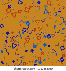 Memphis background.  Modern background with different  color figures for mobile application or card. Abstract memphis background with geometric colorful figures for your design. Vector texture.