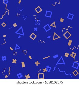 Memphis background.  Modern background with different  color figures for poster or card. Abstract memphis background with geometric colorful figures for your design. Vector texture.