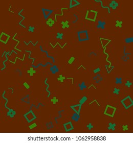 Memphis background.  Modern background with different  color figures for poster or card. Abstract memphis background with geometric colorful figures for your design. Vector texture.