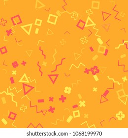 Memphis background.  Modern background with different  color figures for mobile application or card. Abstract memphis background with geometric colorful figures for your design. Vector texture.