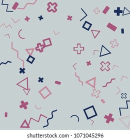 Memphis background.  Modern background with different  color figures for card or banner. Abstract memphis background with geometric colorful figures for your design. Vector texture.
