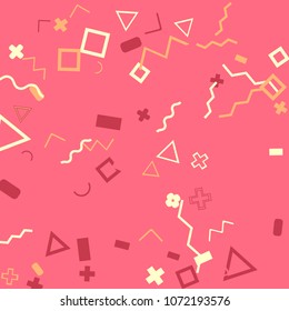 Memphis background.  Modern background with different  color figures for print or card. Abstract memphis background with geometric colorful figures for your design. Vector texture.