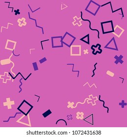 Memphis background.  Modern background with different  color figures for mobile application or card. Abstract memphis background with geometric colorful figures for your design. Vector texture.