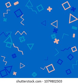 Memphis background.  Modern background with different  color figures for card or banner. Abstract memphis background with geometric colorful figures for your design. Vector texture.