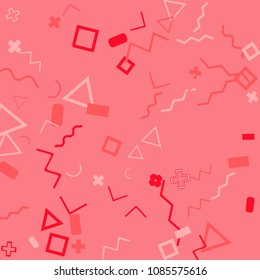 Memphis background.  Modern background with different  color figures for card or banner. Abstract memphis background with geometric colorful figures for your design. Vector texture.