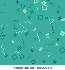 Memphis background.  Modern background with different  color figures for card or banner. Abstract memphis background with geometric colorful figures for your design. Vector texture.
