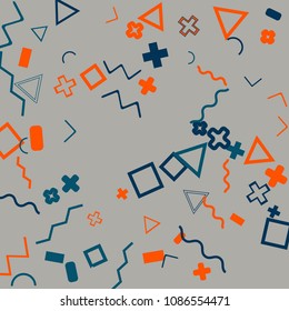 Memphis background.  Modern background with different  color figures for mobile application or card. Abstract memphis background with geometric colorful figures for your design. Vector texture.