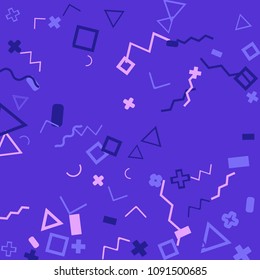 Memphis background.  Modern background with different  color figures for print or card. Abstract memphis background with geometric colorful figures for your design. Vector texture.