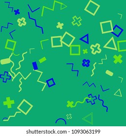 Memphis background.  Modern background with different  color figures for mobile application or card. Abstract memphis background with geometric colorful figures for your design. Vector texture.
