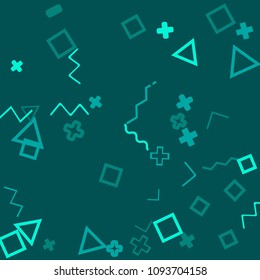 Memphis background.  Modern background with different  color figures for poster or card. Abstract memphis background with geometric colorful figures for your design. Vector texture.