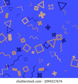 Memphis background.  Modern background with different  color figures for mobile application or card. Abstract memphis background with geometric colorful figures for your design. Vector texture.