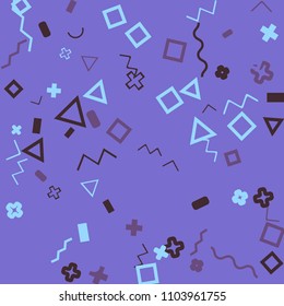 Memphis background.  Modern background with different  color figures for poster or card. Abstract memphis background with geometric colorful figures for your design. Vector texture.